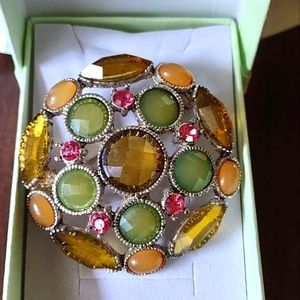 Antique Brooch with Genuine Austrian Crystal Stones.